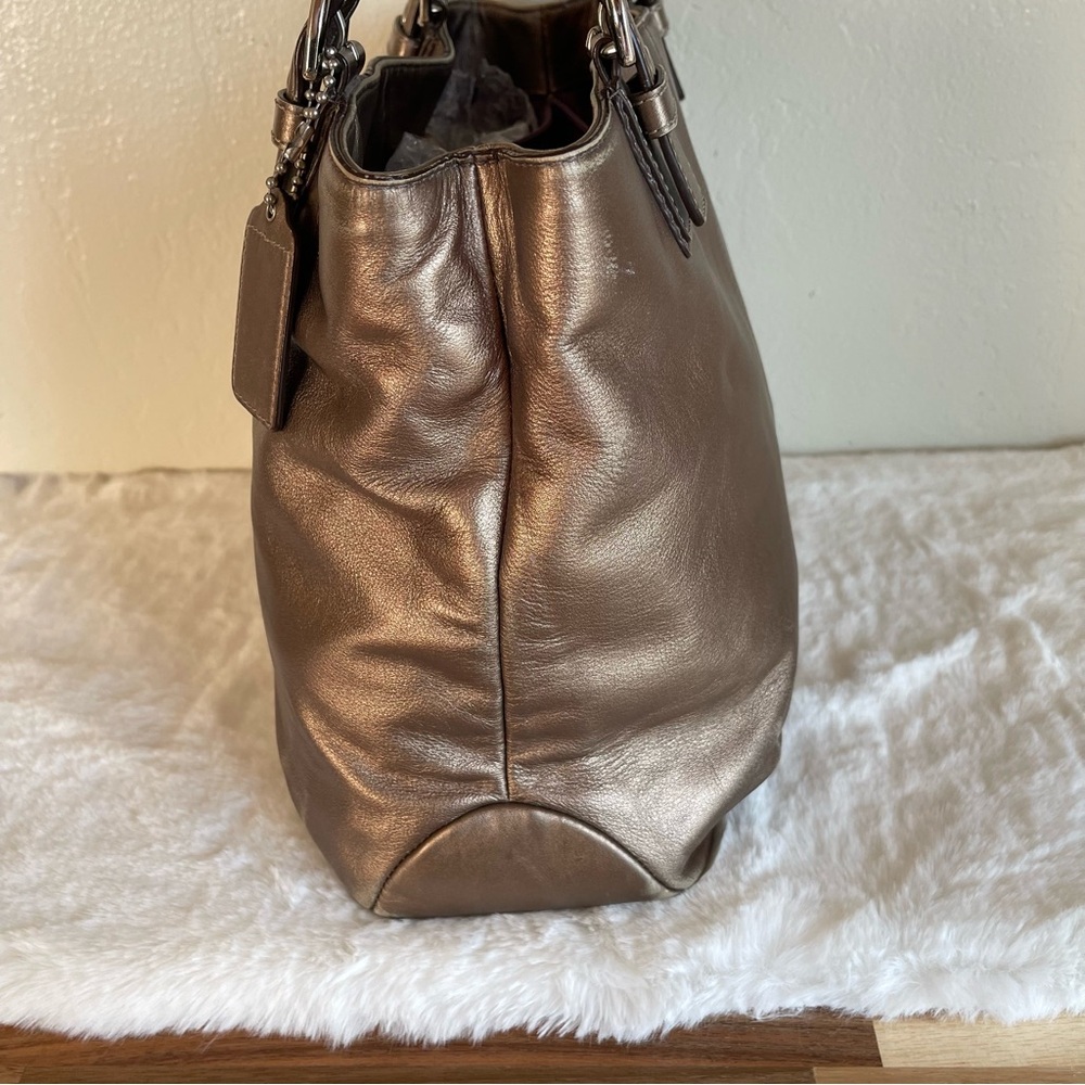 ON HOLD-Coach Metallic Bronze Leather Tote with Wristlet - Picture 6 of 16